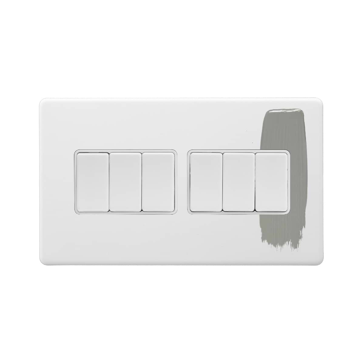 Soho Lighting Primed Paintable 6 Gang 2 Way 10A Light Switch with White Switch