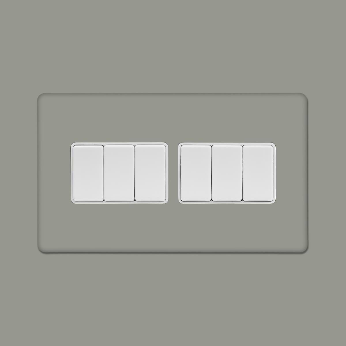 Soho Lighting Primed Paintable 6 Gang 2 Way 10A Light Switch with White Switch