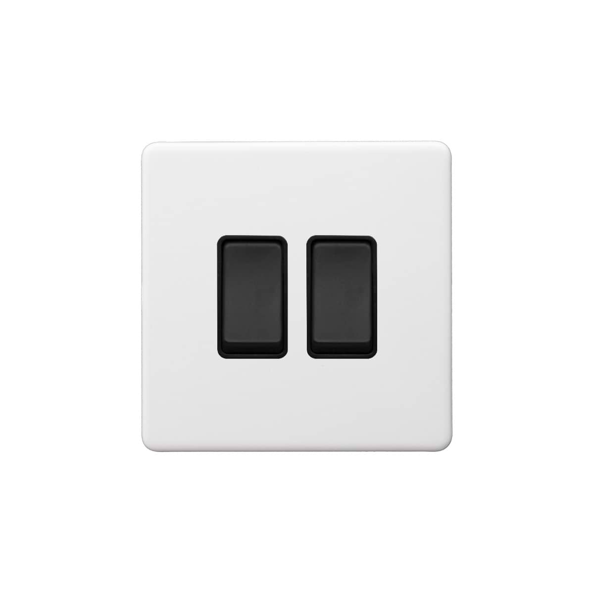 Soho Lighting Primed Paintable 2 Gang Intermediate Switch 10A with Matt Black Switch