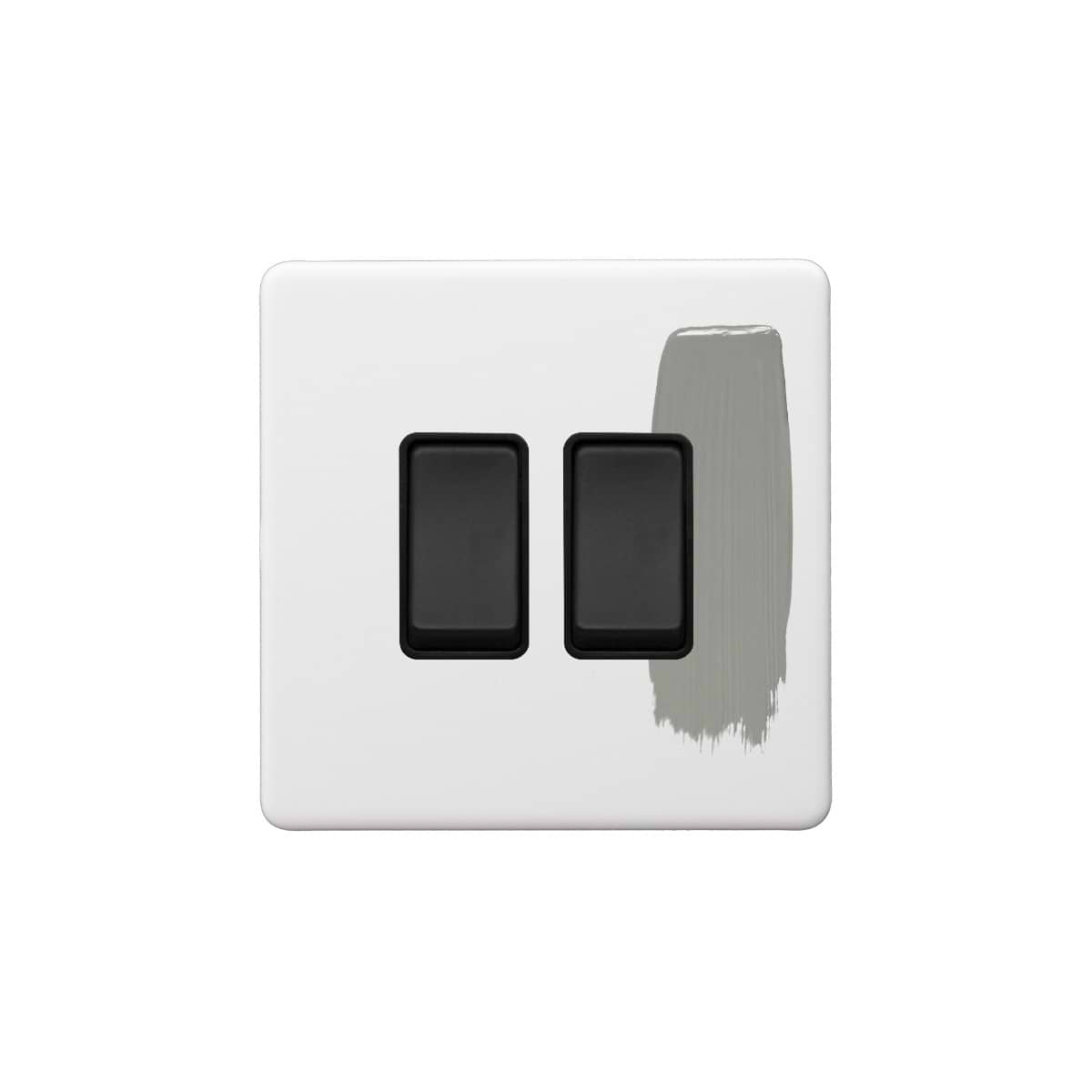 Soho Lighting Primed Paintable 2 Gang Intermediate Switch 10A with Matt Black Switch
