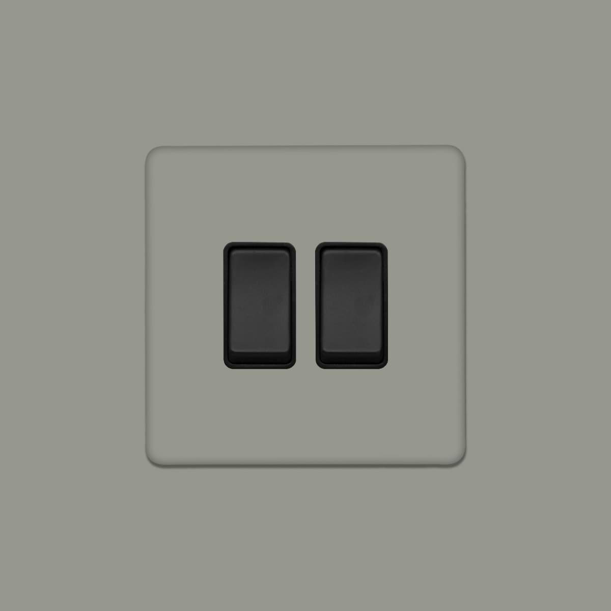 Soho Lighting Primed Paintable 2 Gang Intermediate Switch 10A with Matt Black Switch