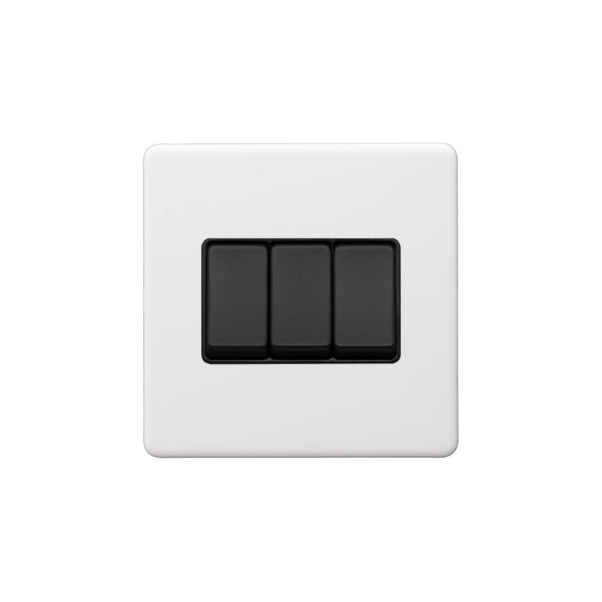 Soho Lighting Primed Paintable 3 Gang Intermediate switch with Matt Black Switch