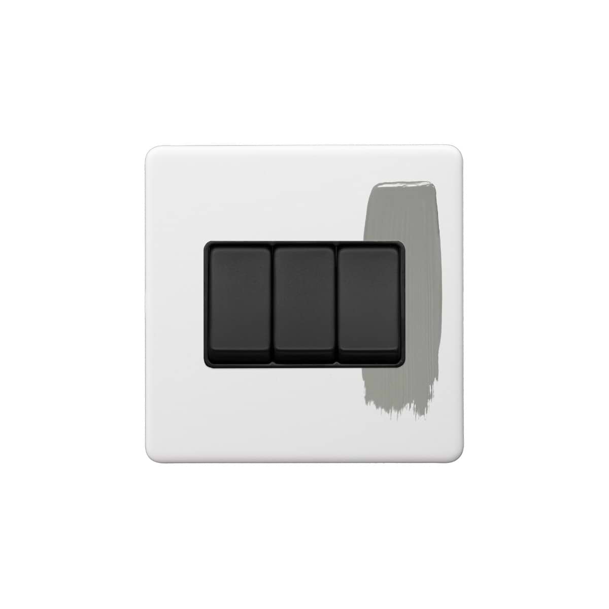 Soho Lighting Primed Paintable 3 Gang Intermediate switch with Matt Black Switch