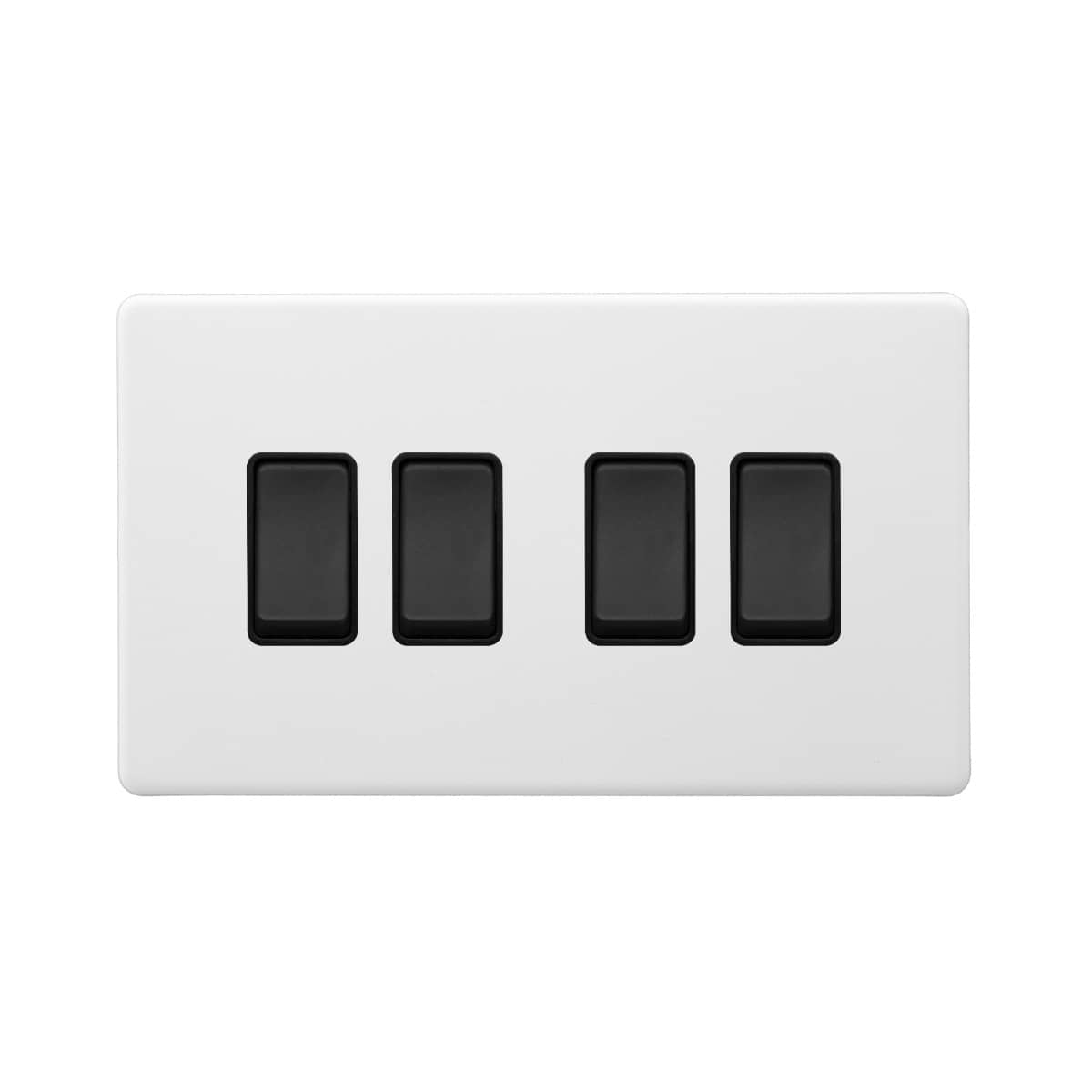 Soho Lighting Primed Paintable 4 Gang Intermediate switch with Matt Black Switch
