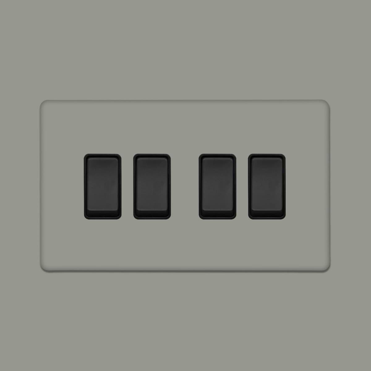 Soho Lighting Primed Paintable 4 Gang Intermediate switch with Matt Black Switch