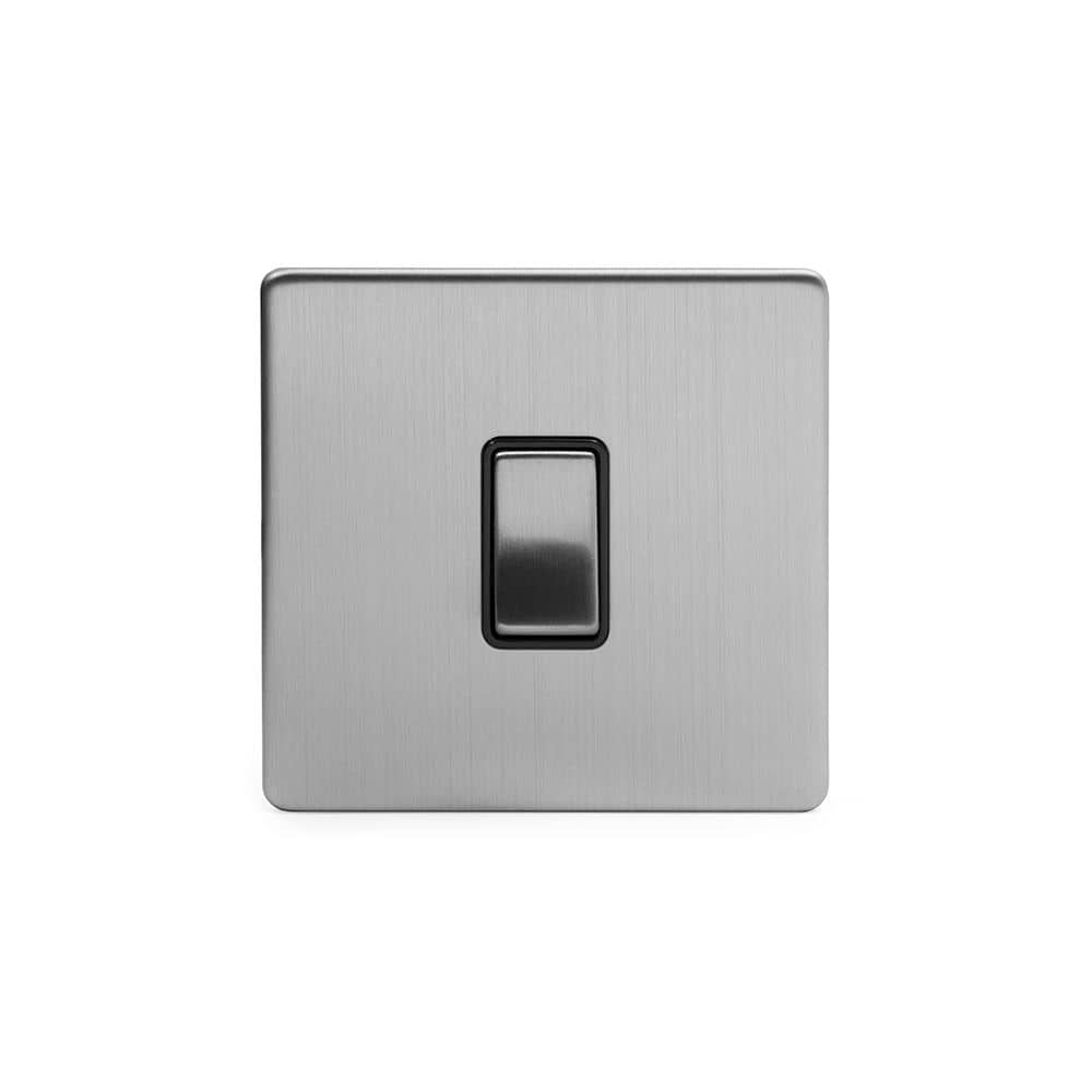 The Lombard Collection Brushed Chrome 1 Gang Retractive Switch Blk Ins Screwless