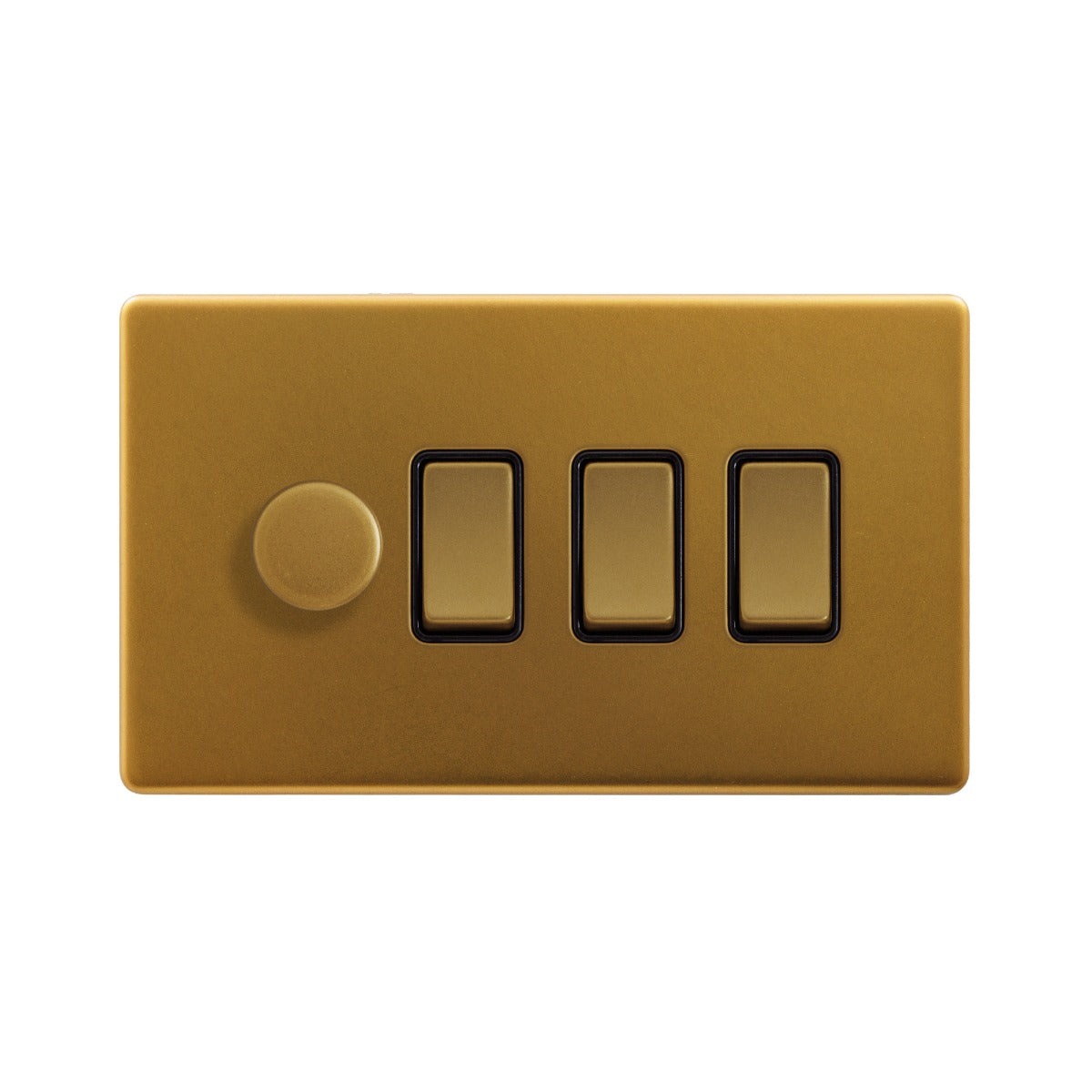 The Sloane Collection Antique Gold 4 Gang Dimmer and Rocker Switch Combo (1 x 2-Way Intelligent Dimmer & 3 x 2-Way Switch)