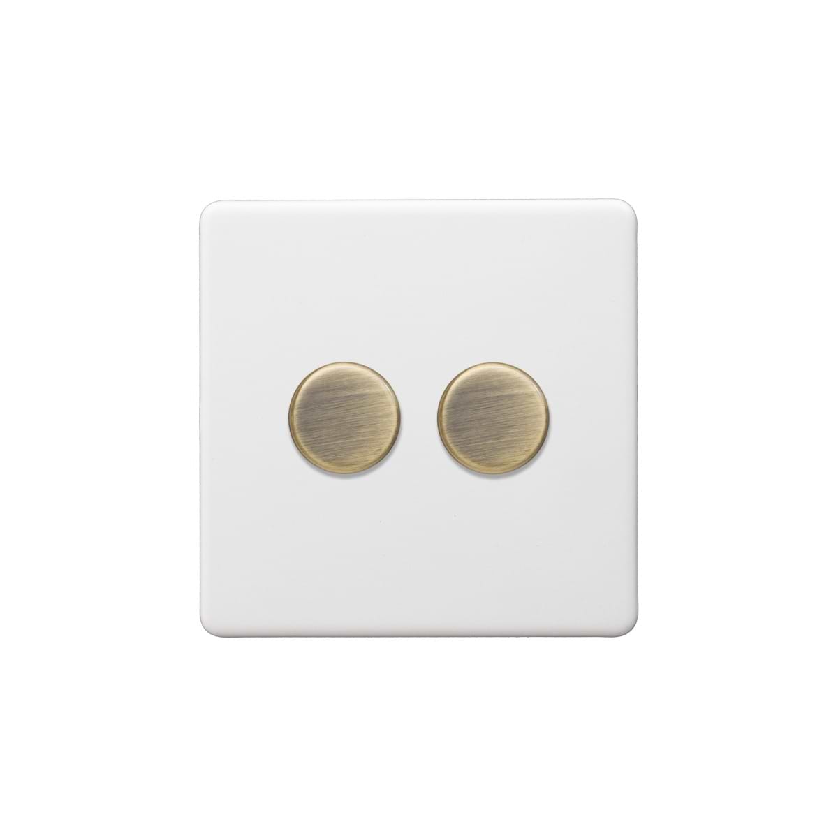 Soho Lighting Primed Paintable 2 Gang 2 -Way Intelligent Dimmer 150W LED (300w Halogen/Incandescent) with Antique Brass Switch