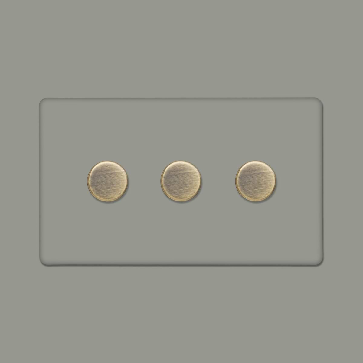 Soho Lighting Primed Paintable 3 Gang 2 -Way Intelligent 150W LED (300W Halogen/Incandescent) with Antique Brass Switch