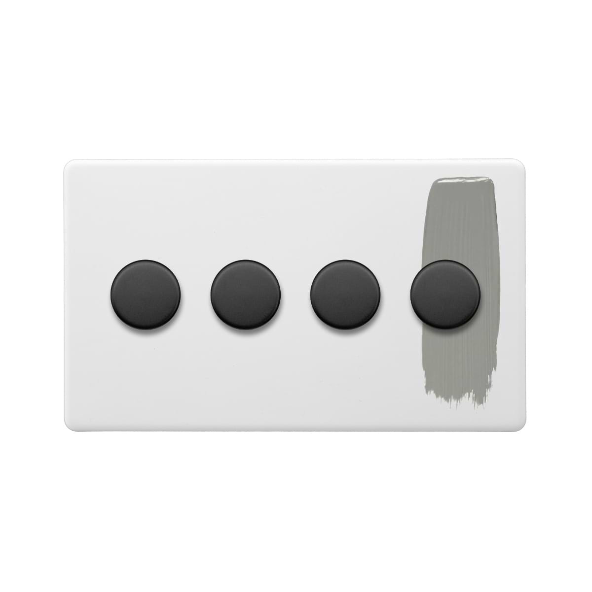 Soho Lighting Primed Paintable 4 Gang 2 -Way Intelligent Dimmer Switch 150W LED (300w Halogen/Incandescent) with Matt Black Switch
