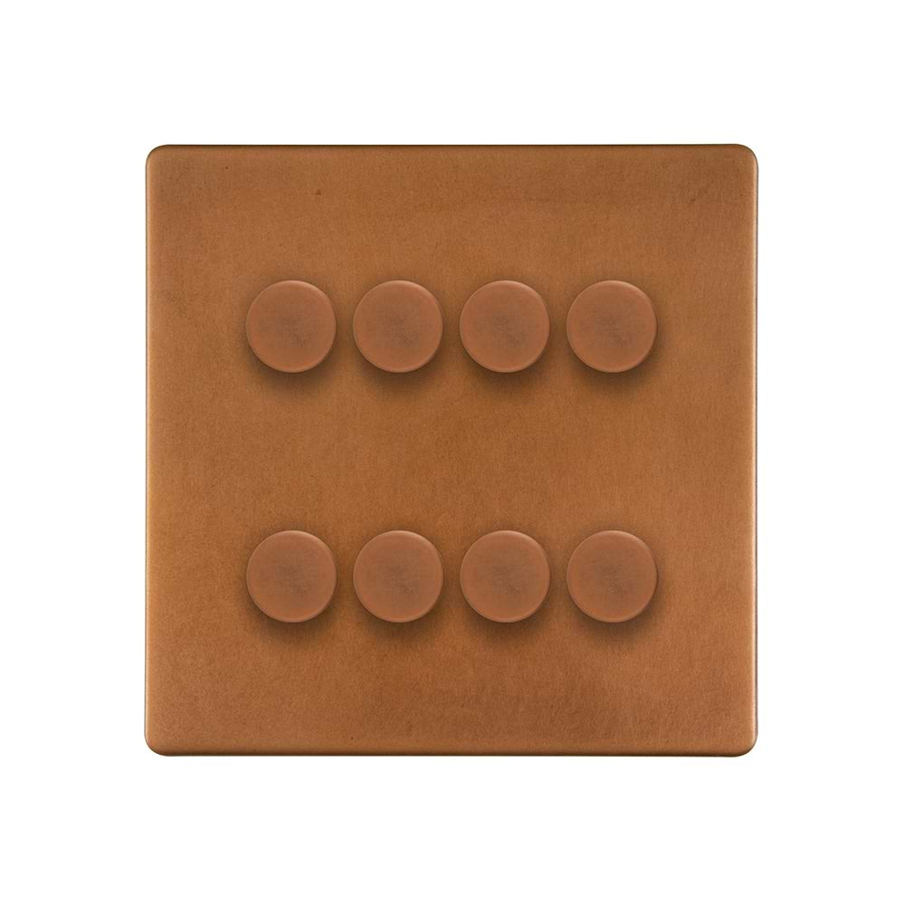 The Chiswick Collection Antique Copper 8 Gang 2 -Way Intelligent Dimmer 150W LED (300W Halogen/Incandescent)