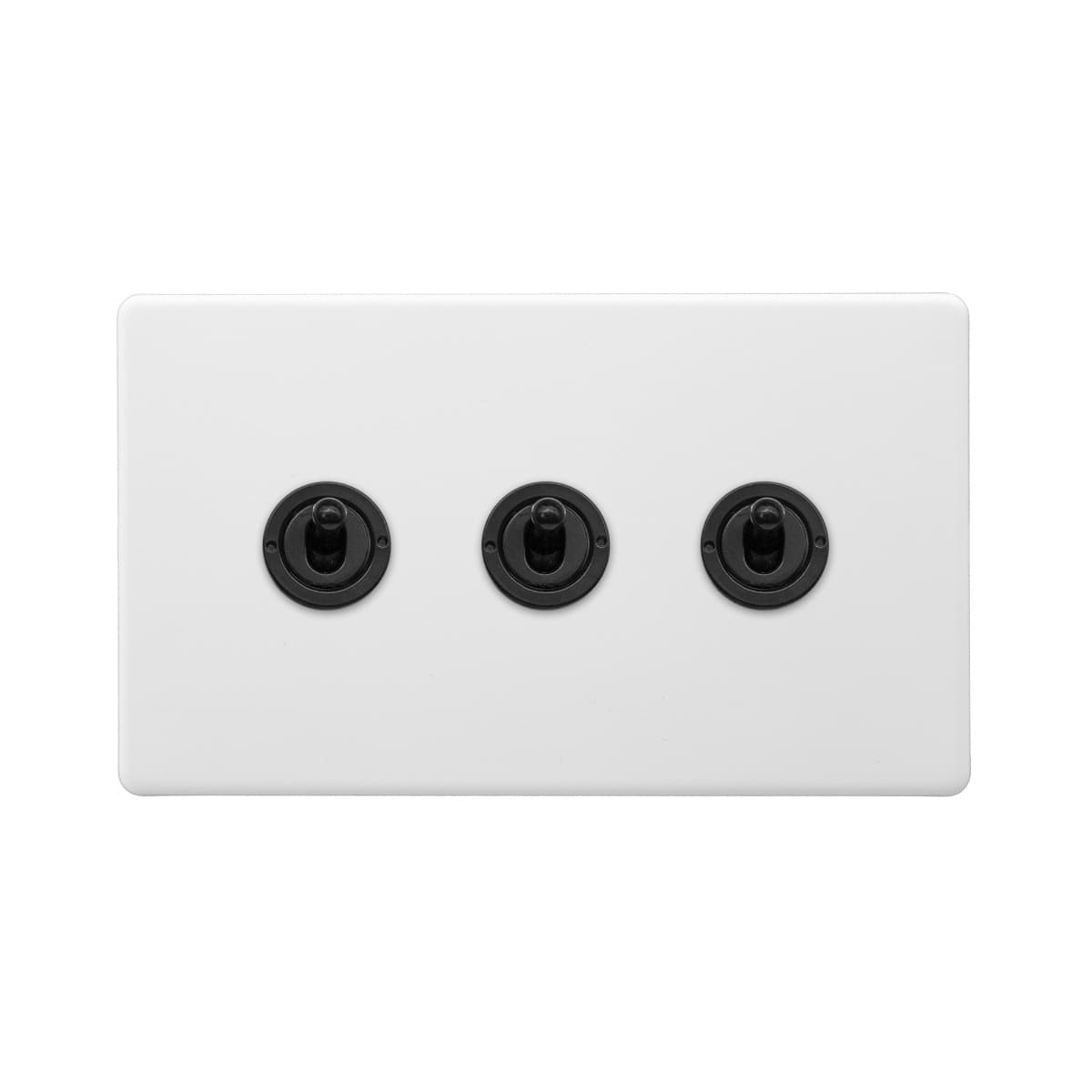 Soho Lighting Primed Paintable 3 Gang 2 Way Toggle Switch with Matt Black Switch