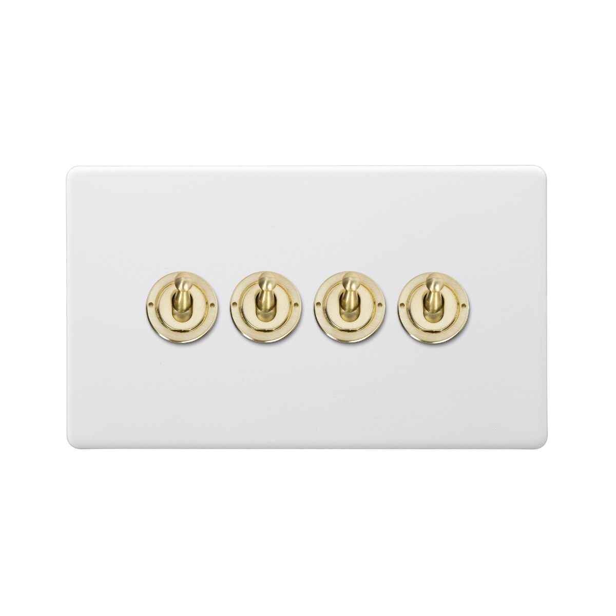 Soho Lighting Primed Paintable 4 Gang 2 Way Toggle Switch with Brushed Brass Switch