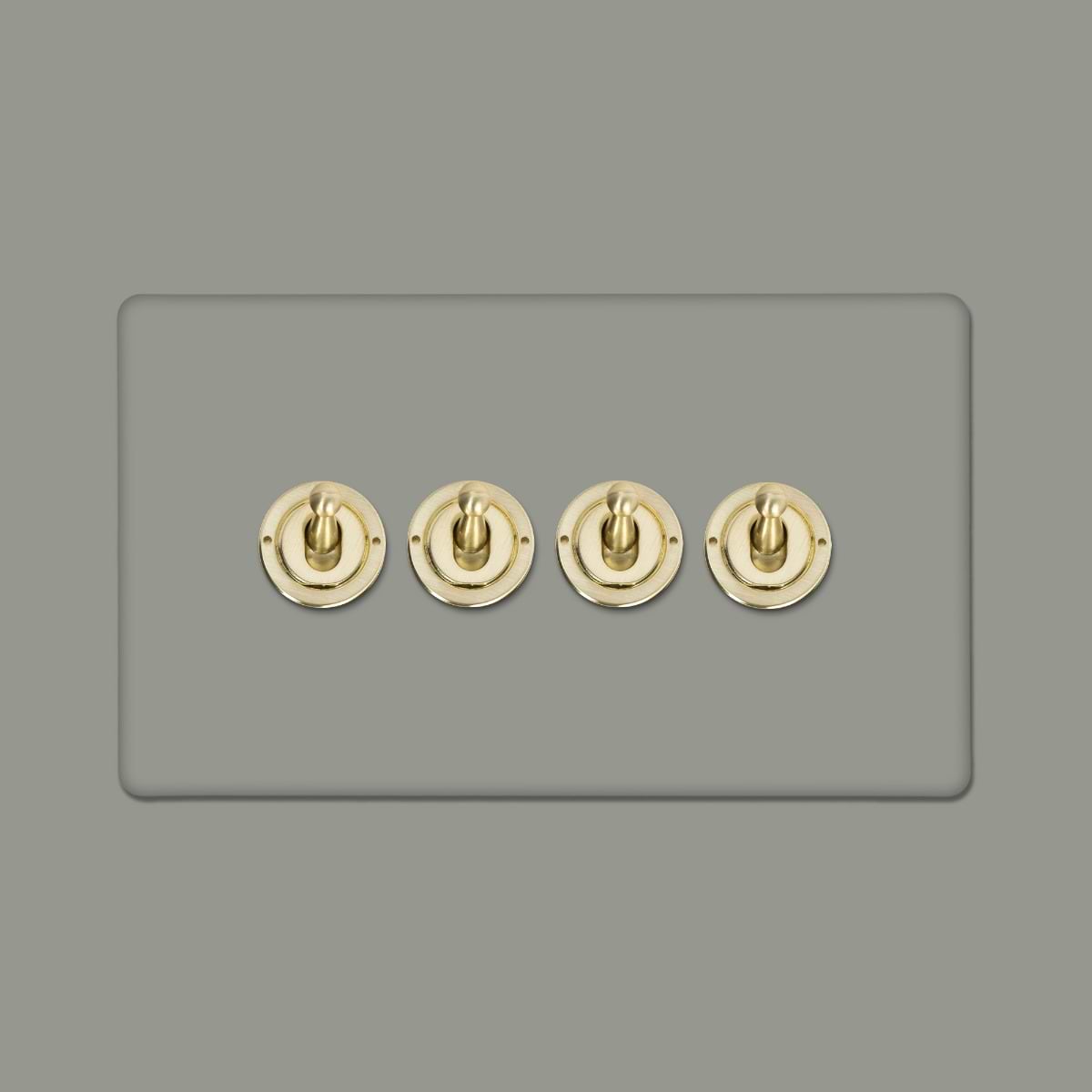Soho Lighting Primed Paintable 4 Gang 2 Way Toggle Switch with Brushed Brass Switch