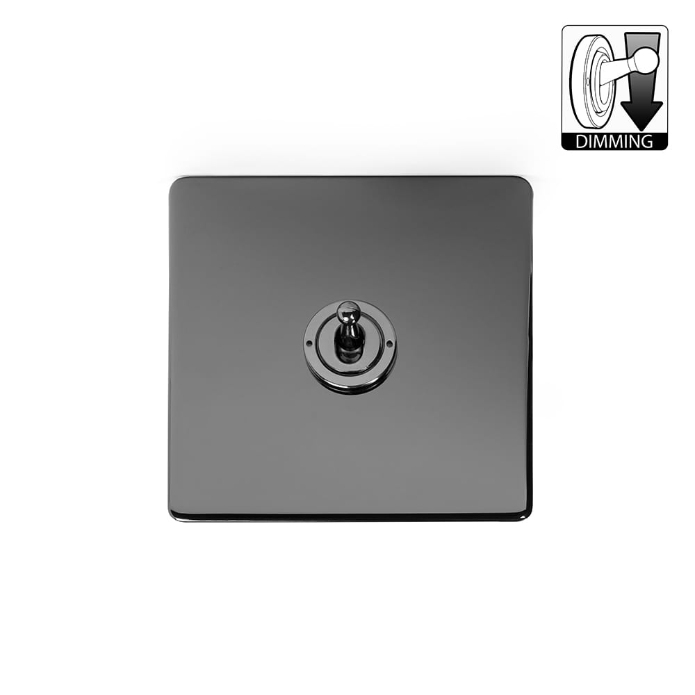 The Connaught Collection Black Nickel 1 Gang Dimming Toggle Switch