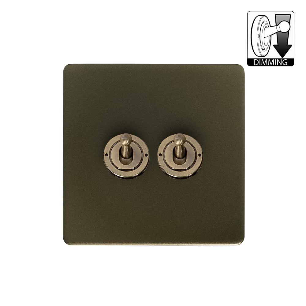 The Eton Collection Bronze 2 Gang Dimming Toggle Switch