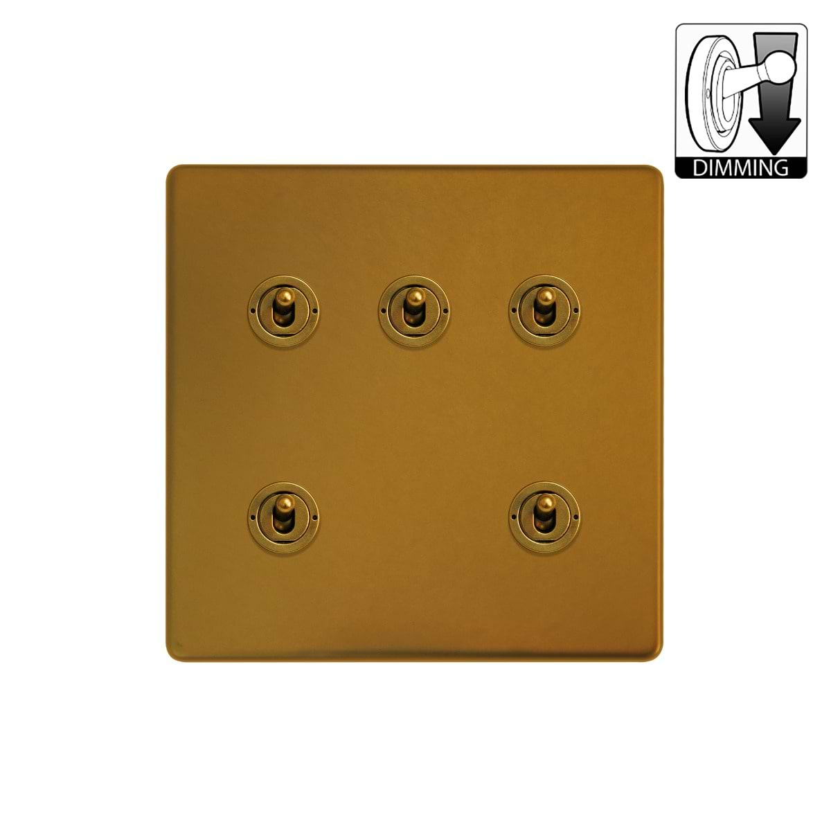 The Sloane Collection Antique Gold 5 Gang Dimming Toggle Switch