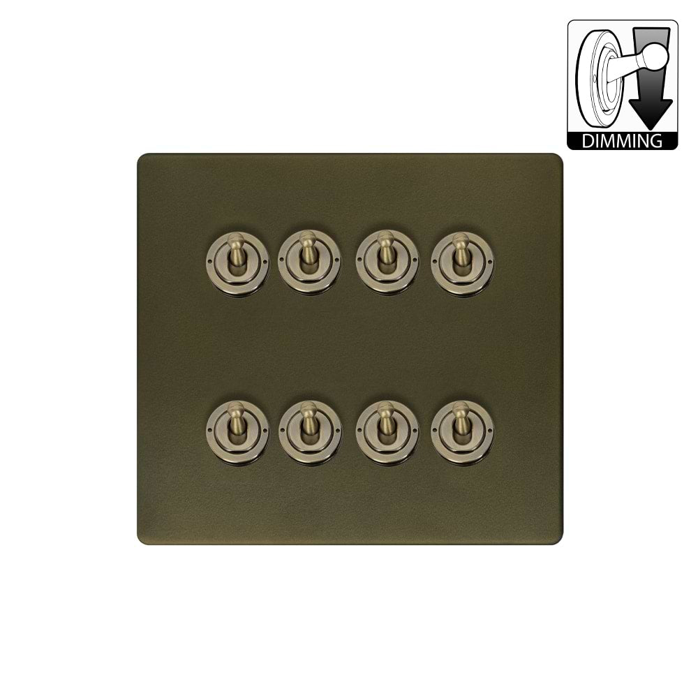 The Eton Collection Bronze 8 Gang Dimming Toggle Switch