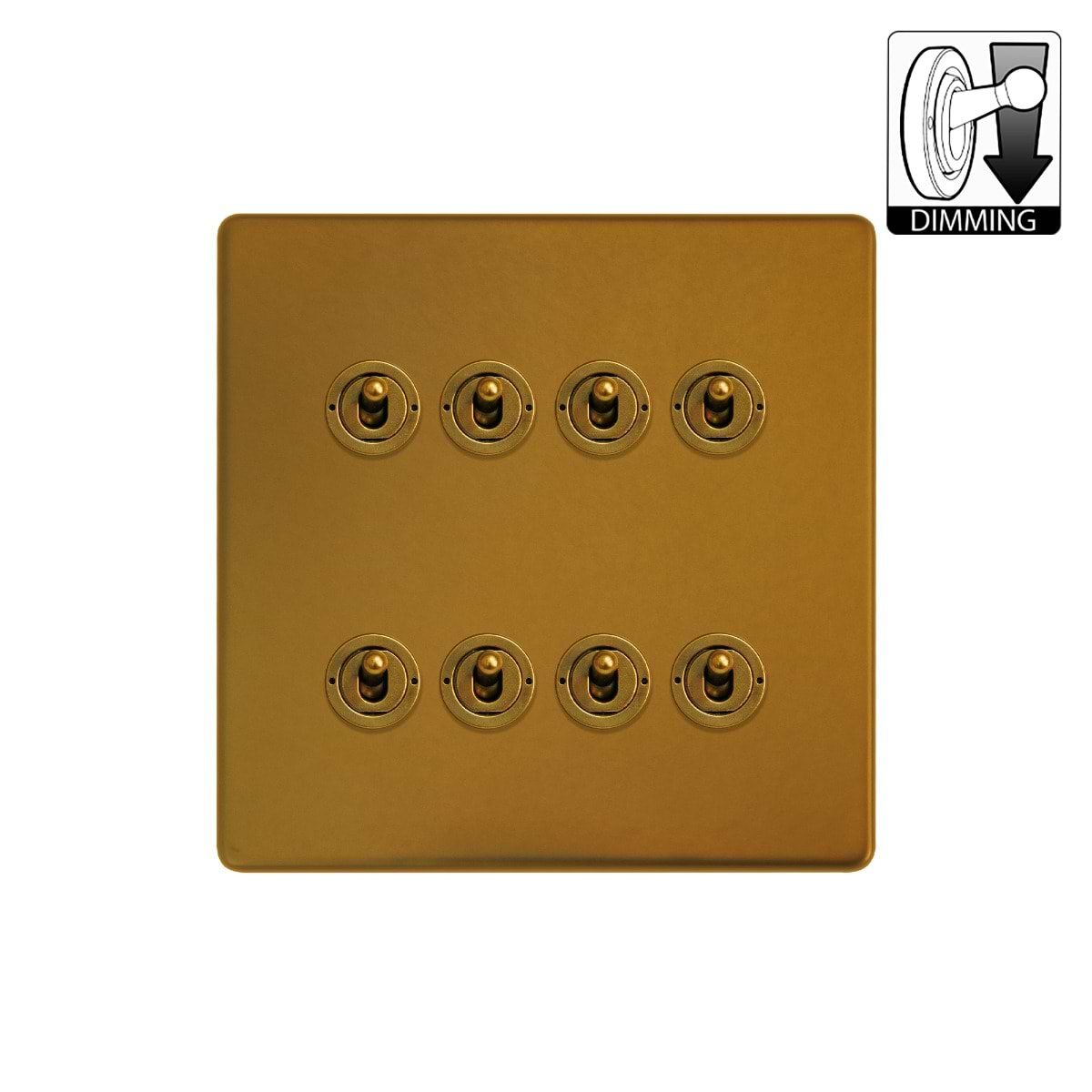 The Sloane Collection Antique Gold 8 Gang Dimming Toggle Switch