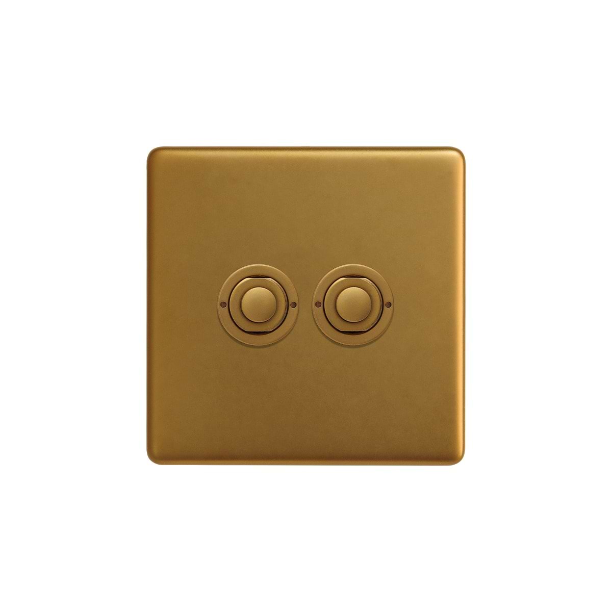 Soho Lighting Antique Gold 2 Gang 6A 2 Way Retractive Push Button Switch