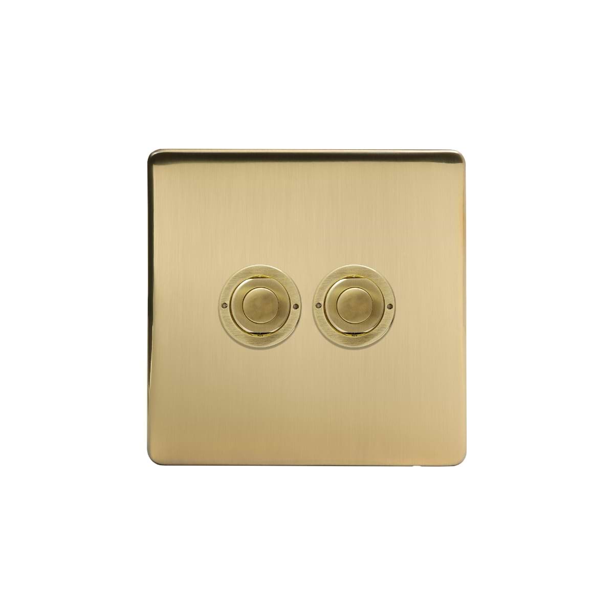 Soho Lighting Brushed Brass 2 Gang 6A 2 Way Retractive Push Button Switch