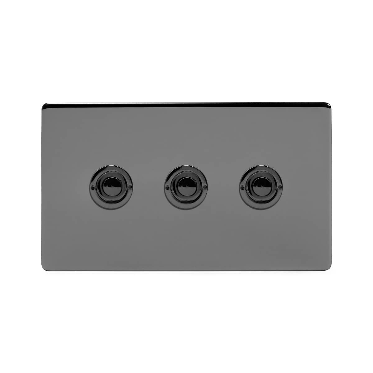 Soho Lighting Black Nickel 3 Gang 6A 2 Way Retractive Push Button Switch
