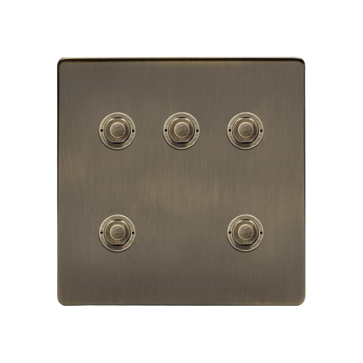 Soho Lighting Antique Brass 5 Gang 6A 2 Way Retractive Push Button Switch