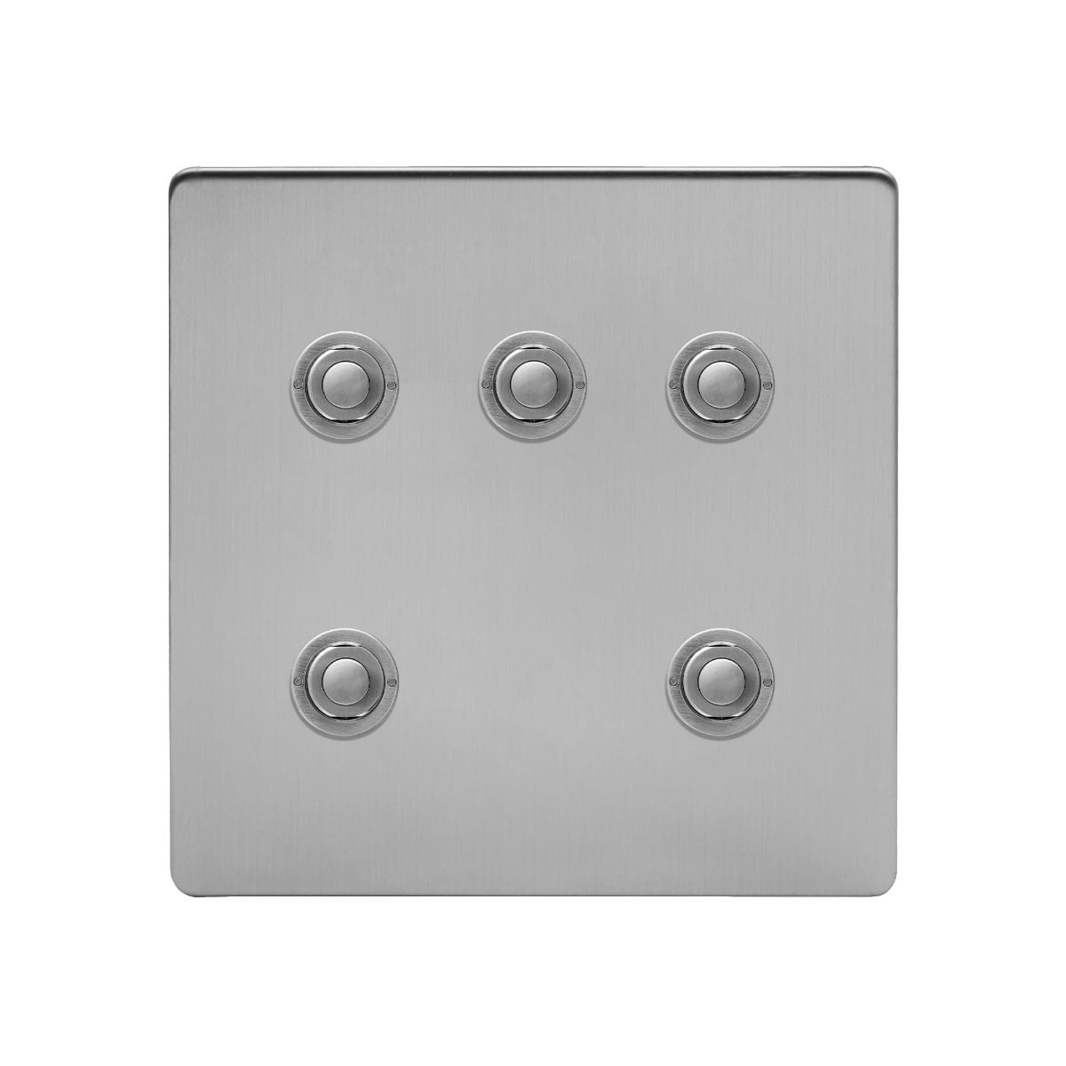 Soho Lighting Brushed Chrome 5 Gang 6A 2 Way Retractive Push Button Switch