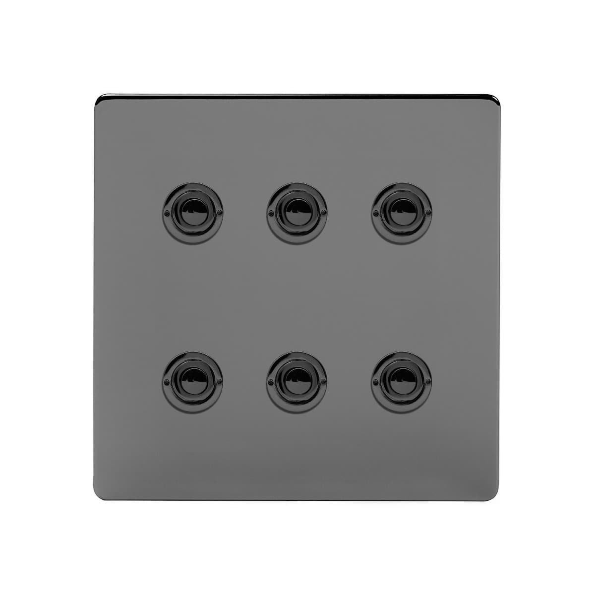 Soho Lighting Black Nickel 6 Gang 6A 2 Way Retractive Push Button Switch