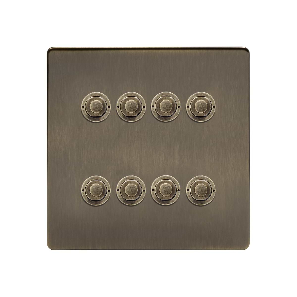 Soho Lighting Antique Brass 8 Gang 6A 2 Way Retractive Push Button Switch