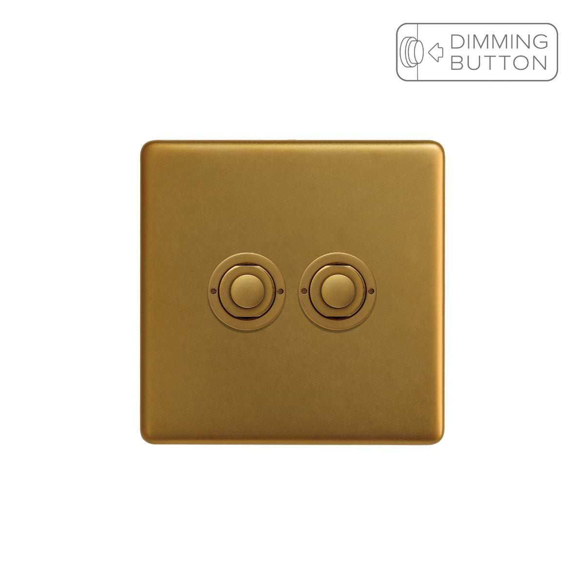 Soho Lighting Antique Gold 2 Gang 6A Push Button Dimmer Switch