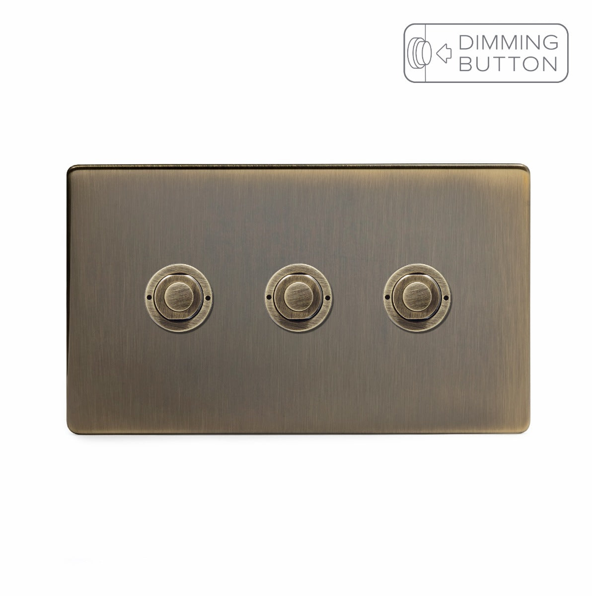 Soho Lighting Antique Brass 3 Gang 6A Push Button Dimmer Switch