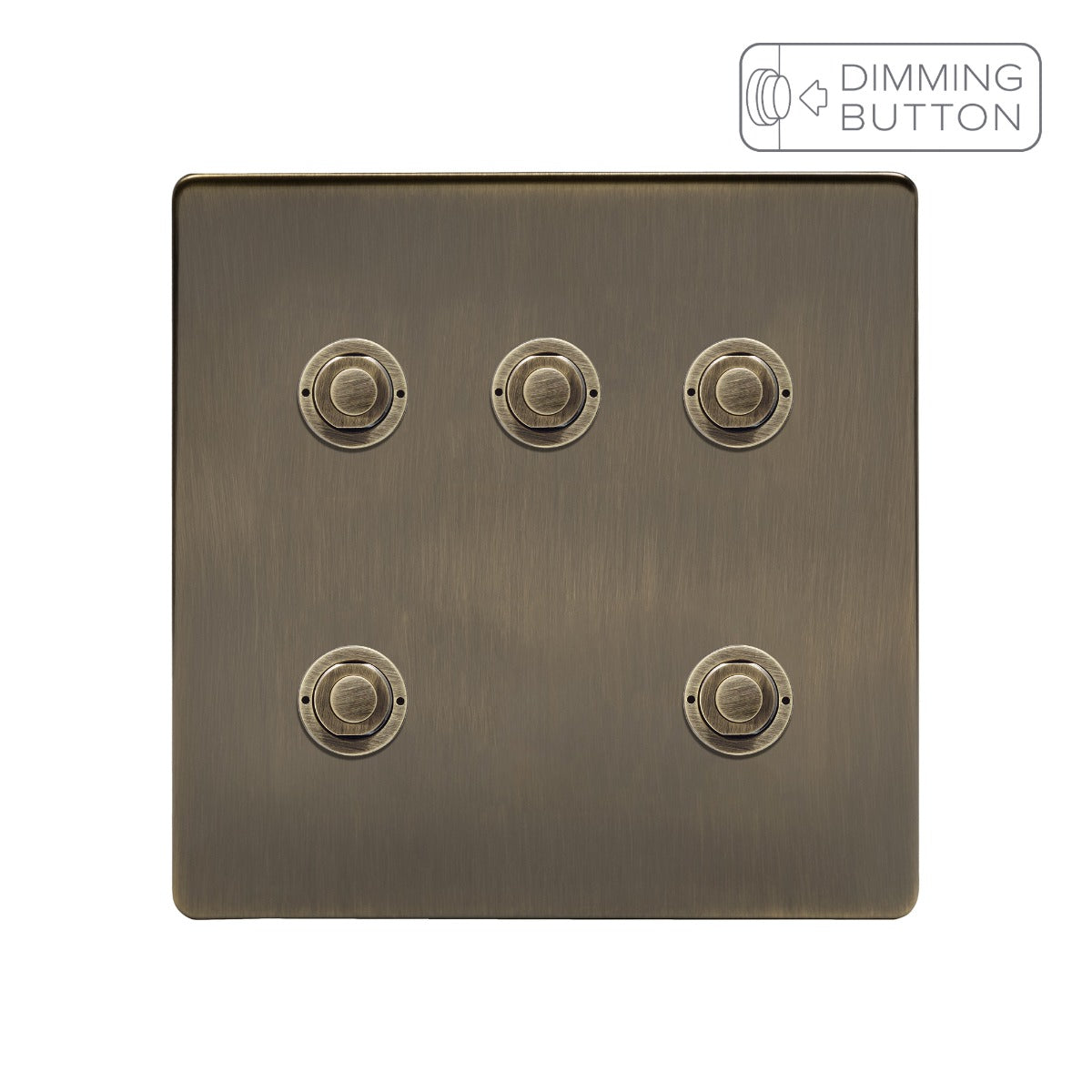 Soho Lighting Antique Brass 5 Gang 6A Push Button Dimmer Switch