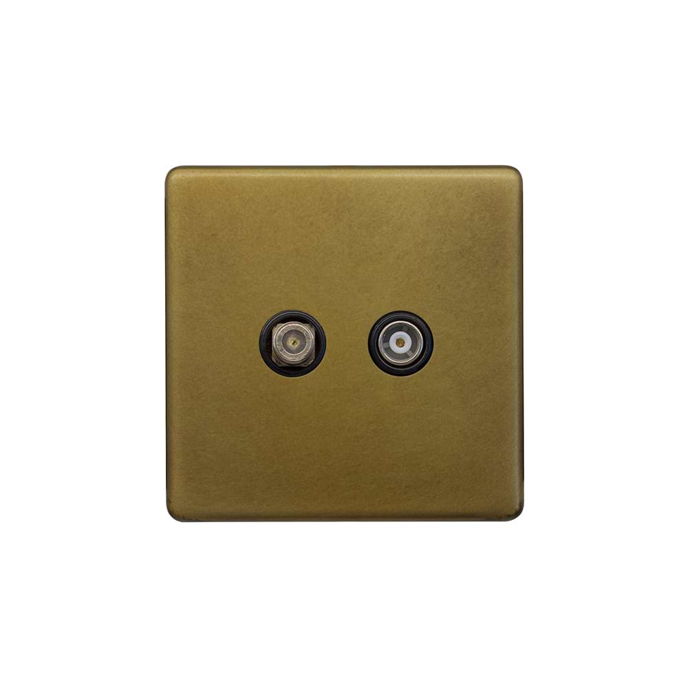 The Belgravia Collection Old Brass TV And Satellite Socket