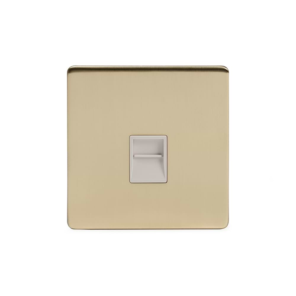 The Savoy Collection Brushed Brass 1 Gang Telephone Master Socket,BT Wht Ins Screwless