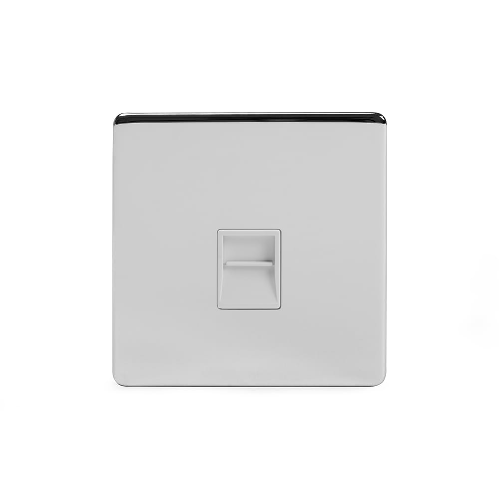The Finsbury Collection Polished Chrome 1 Gang Telephone Master Socket,BT Wht Ins Screwless