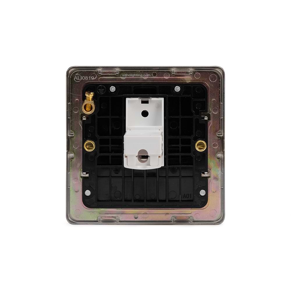 The Lombard Collection Brushed Chrome 1 Gang Data Socket RJ45 Ethernet Cat5/Cat6 Blk Ins Screwless
