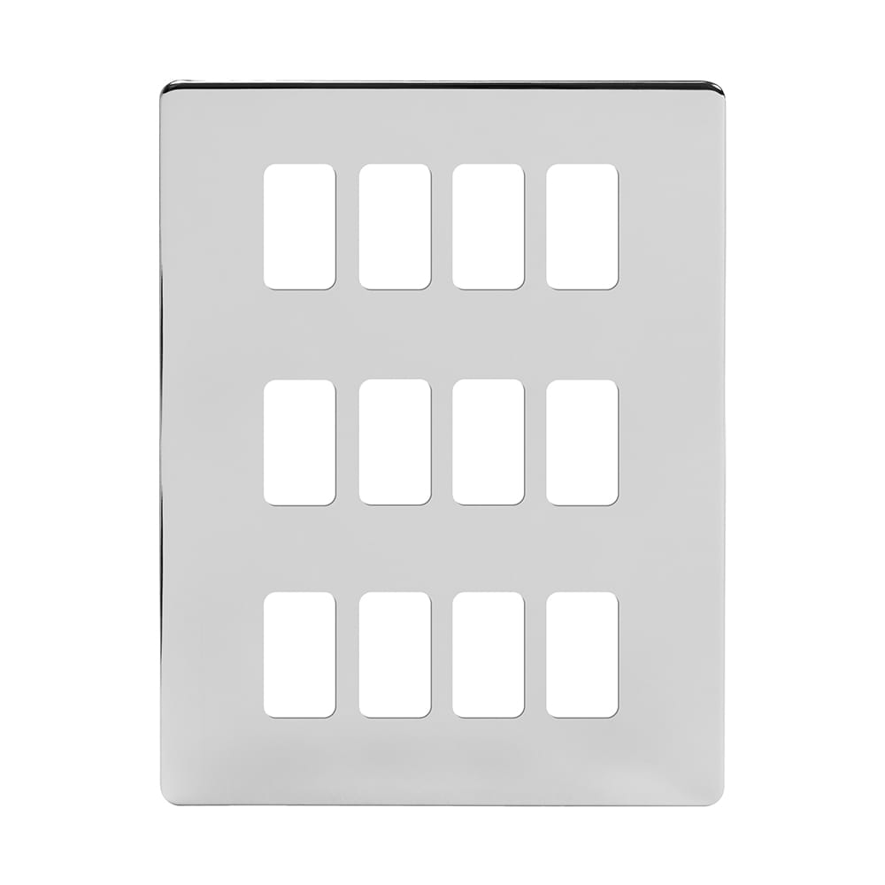 The Finsbury Collection Polished Chrome 12 Gang RM Rectangular Module Grid Switch Plate