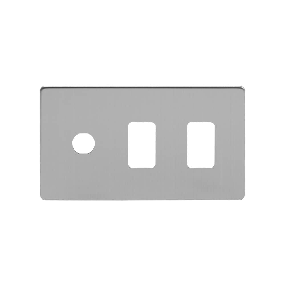 The Lombard Collection Brushed Chrome 3 Gang 2RM+1CM Dual Module Grid Switch Plate