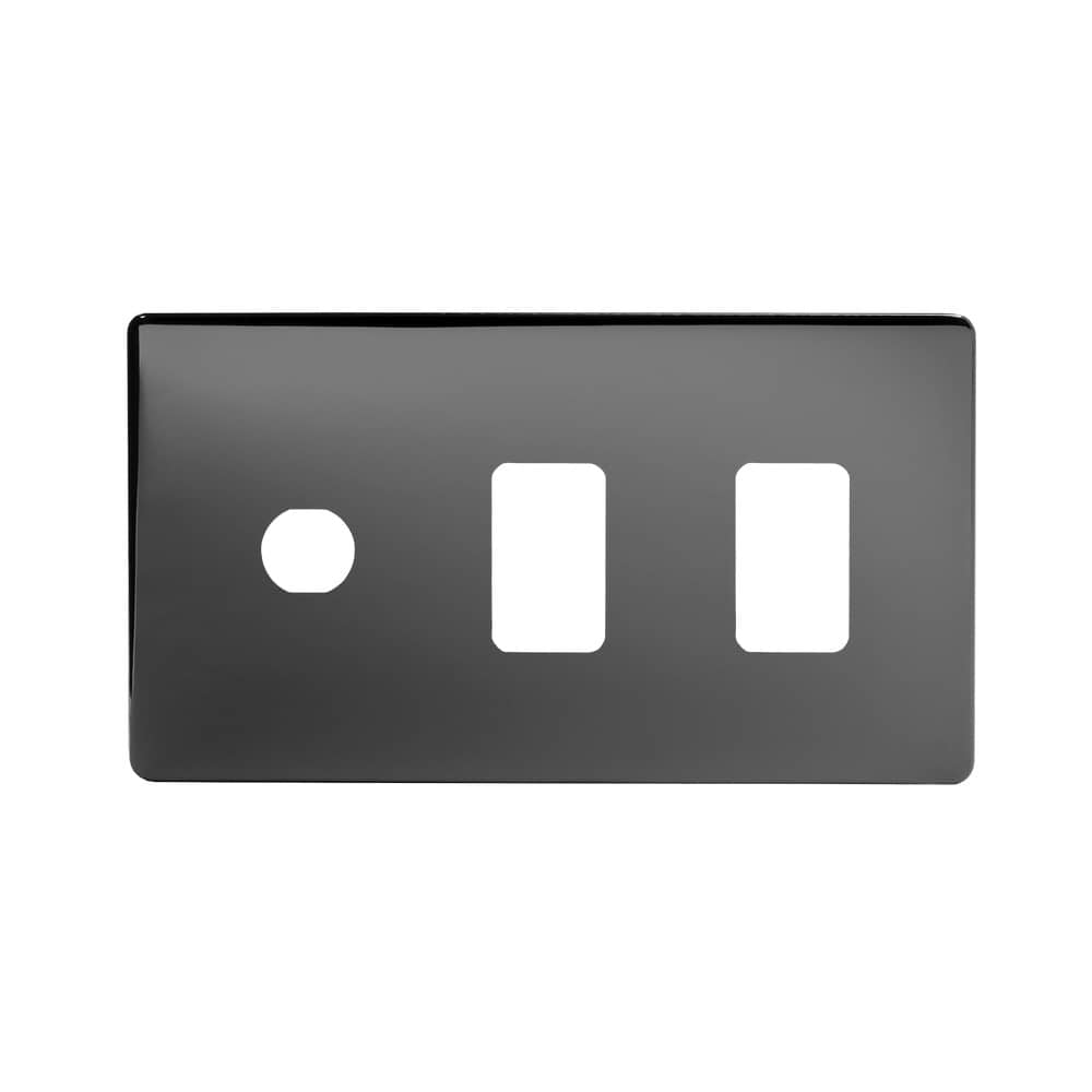 The Connaught Collection Black Nickel 3 Gang 2RM+1CM Dual Module Grid Switch Plate
