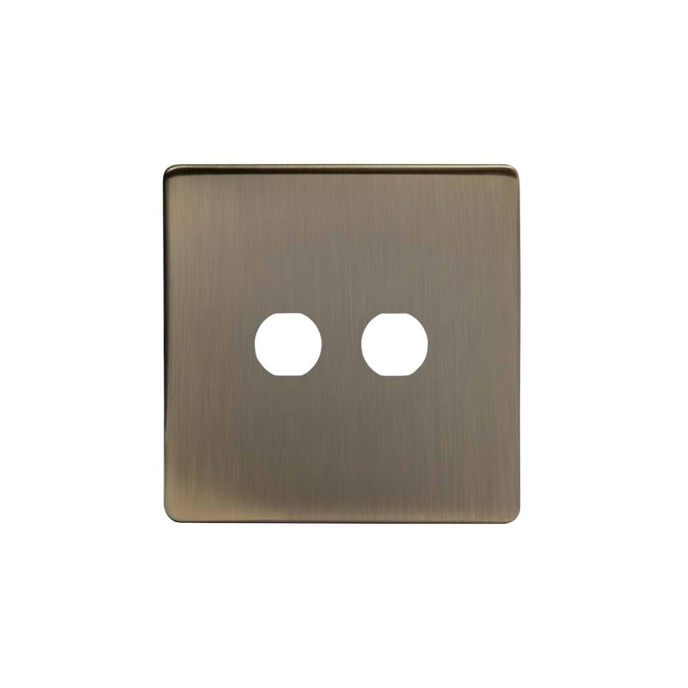 The Charterhouse Collection 2 Gang CM Circular Module Grid Switch Plate Antique Brass
