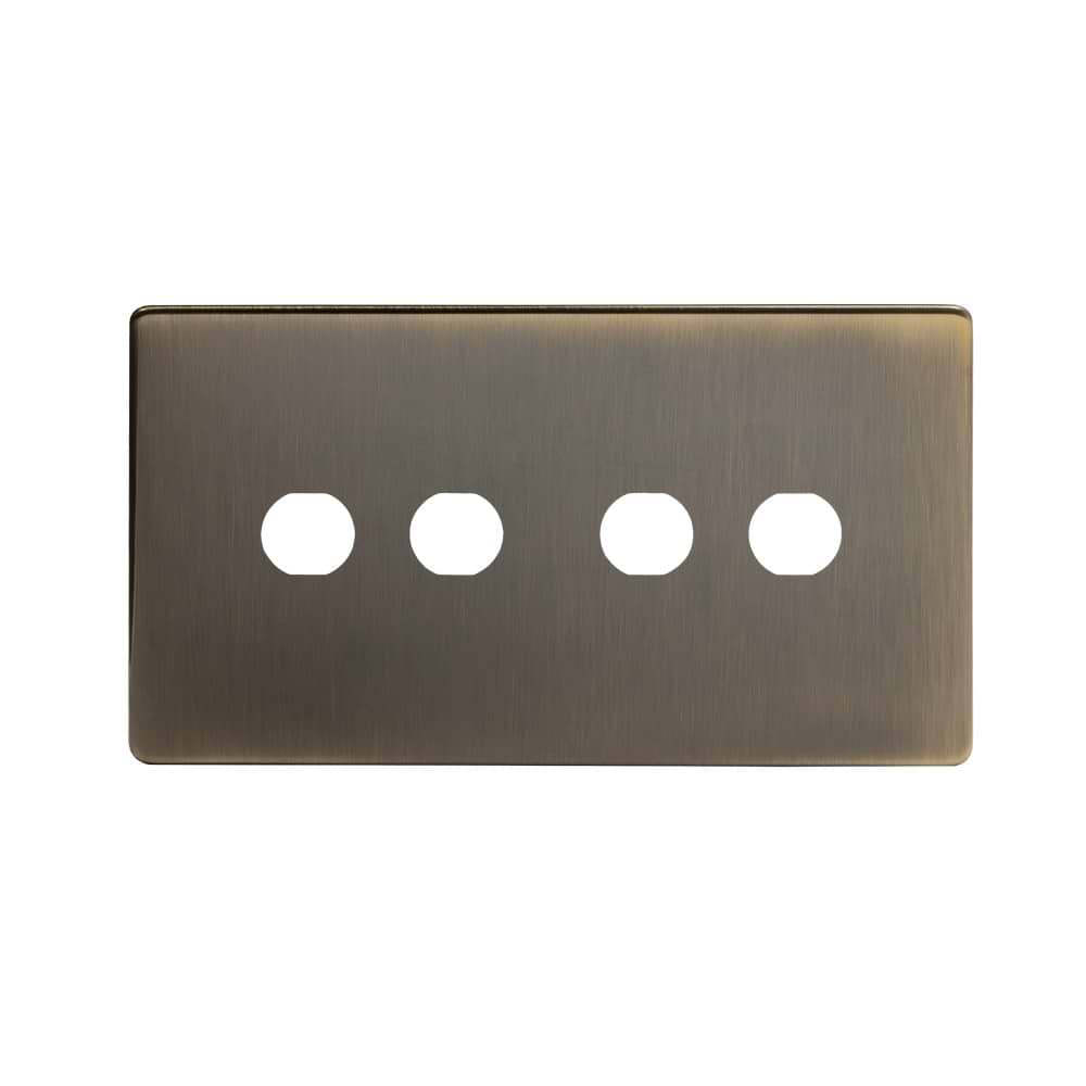 The Charterhouse Collection 4 Gang CM Circular Module Grid Switch Plate Antique Brass