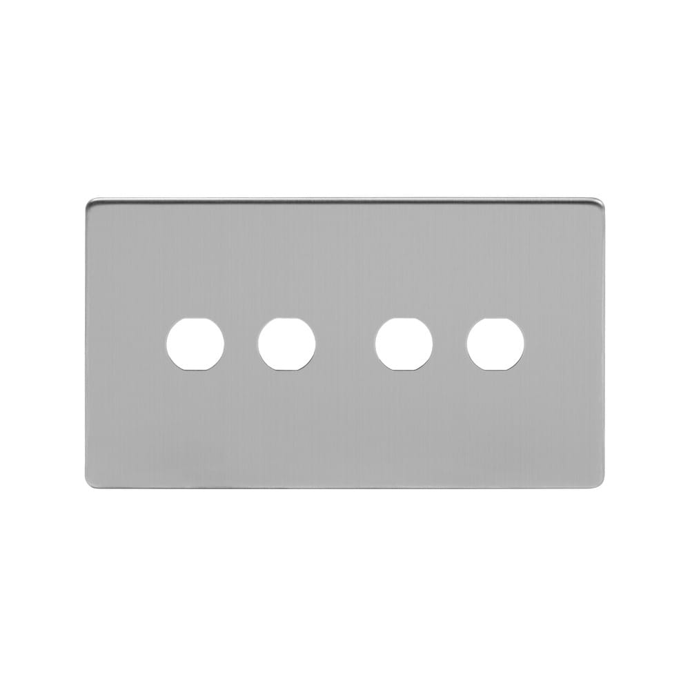 The Lombard Collection Brushed Chrome 4 Gang CM Circular Module Grid Switch Plate