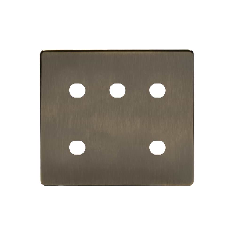 The Charterhouse Collection 5 Gang CM Circular Module Grid Switch Plate Antique Brass