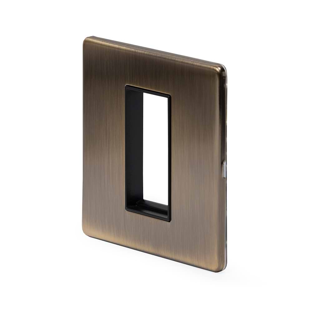 The Charterhouse Collection 1 x25mm EM-Euro Module Faceplate Antique Brass