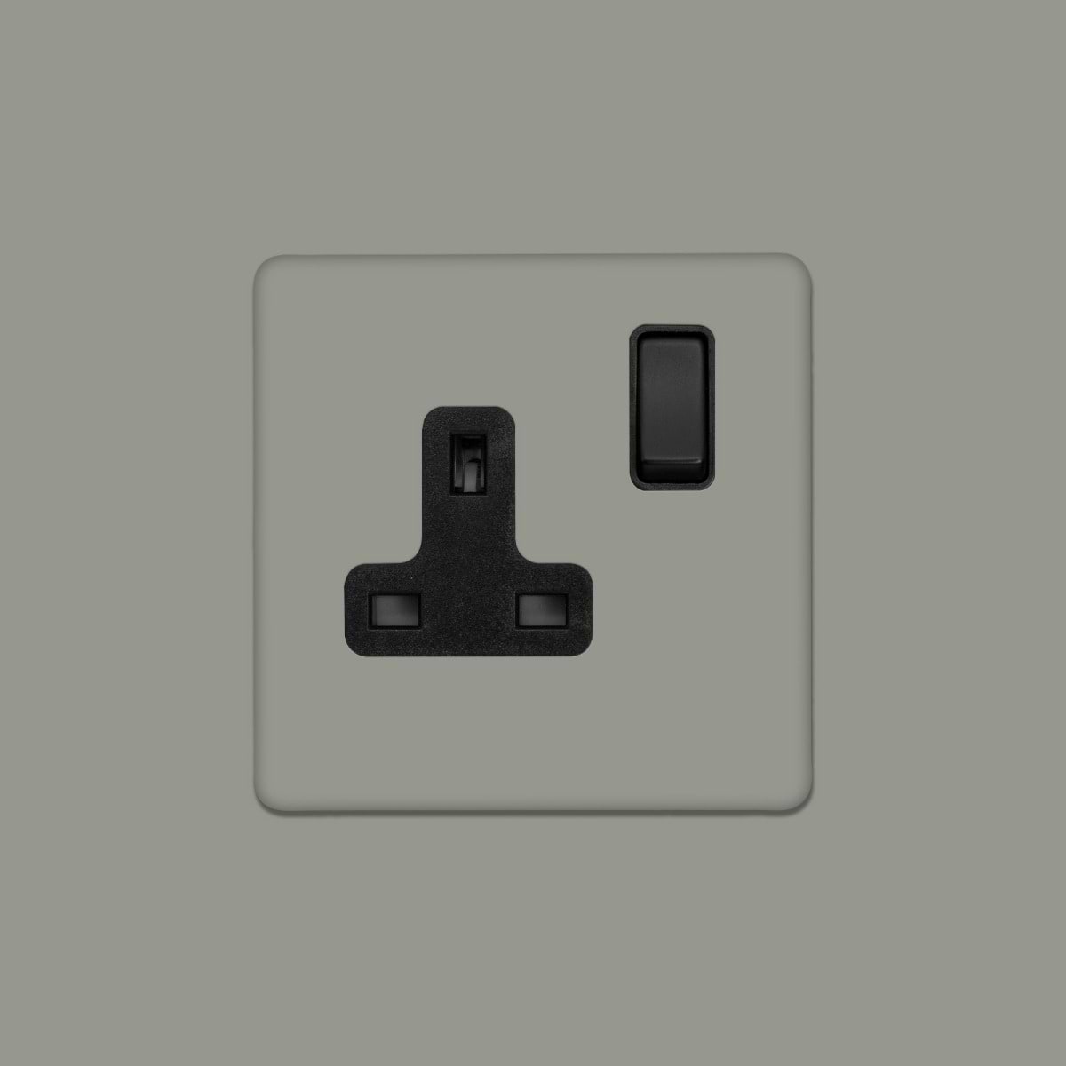 Soho Lighting Primed Paintable 1 Gang Socket 13A Double Pole with Matt Black Switch