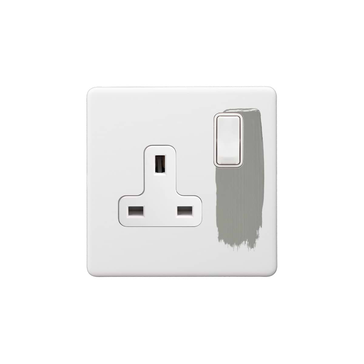 Soho Lighting Primed Paintable 1 Gang Socket 13A Double Pole with White Switch