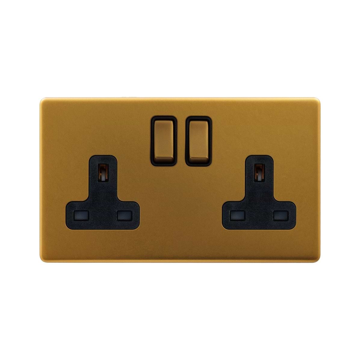 The Sloane Collection Antique Gold 2 Gang Double Pole Socket 13A