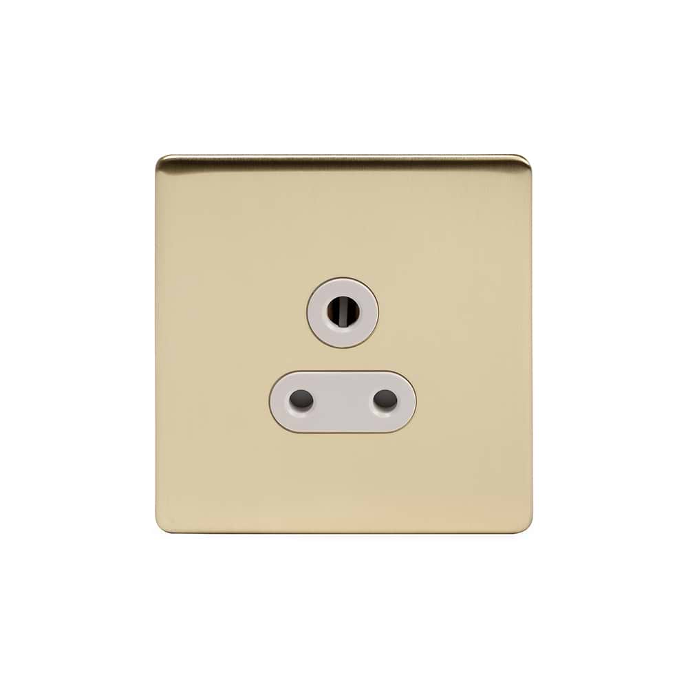 The Savoy Collection Brushed Brass 5 Amp Unswitched Socket Wht Ins Screwless