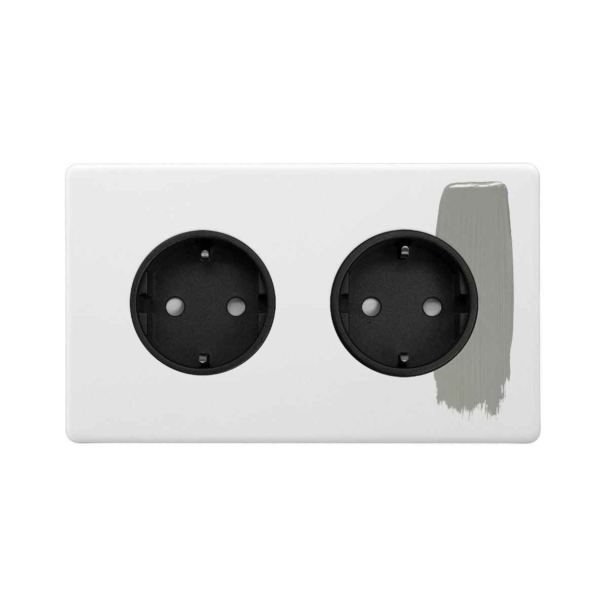 Soho Lighting Primed Paintable 16A 2 Gang Euro Schuko Socket with Black Insert